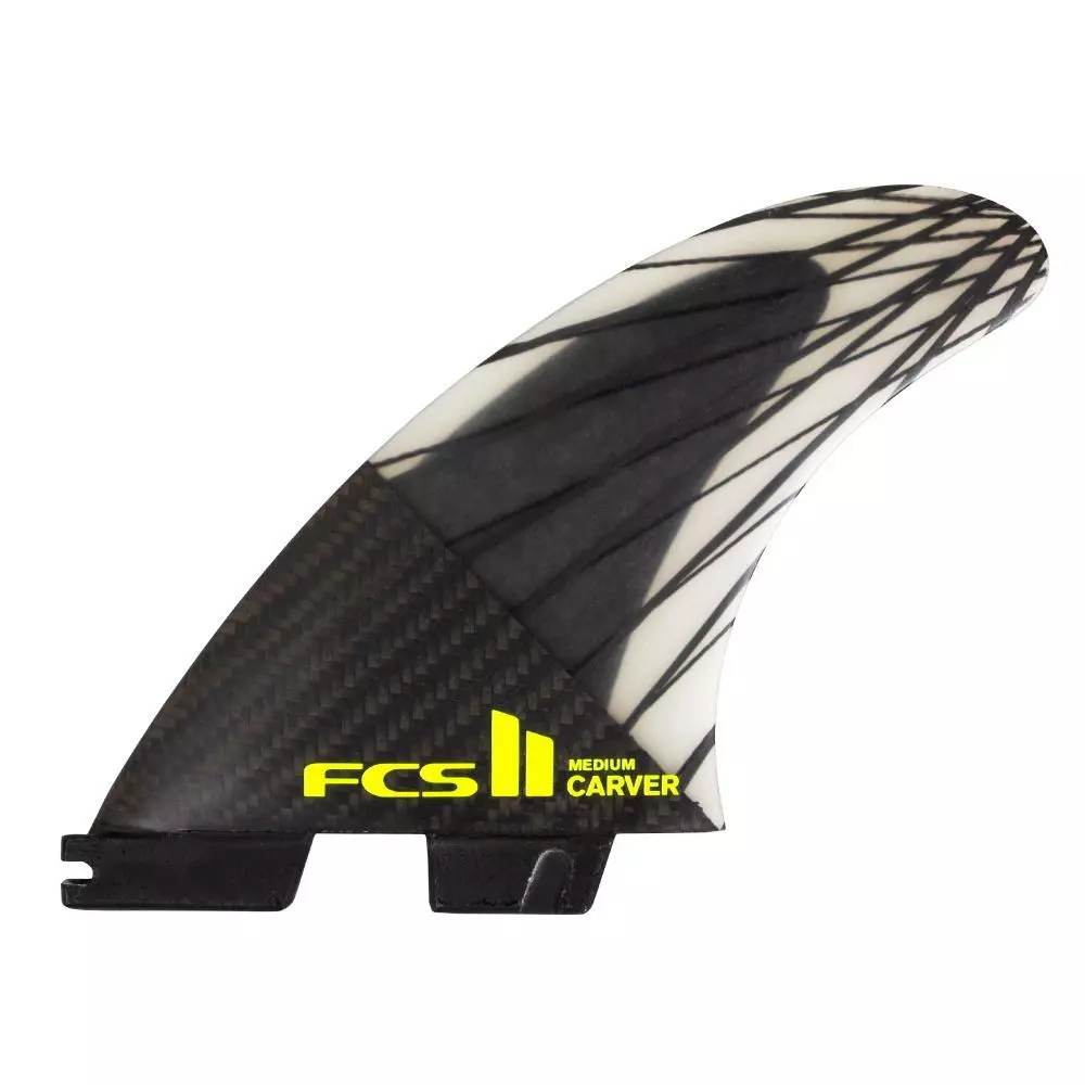FCS Finnen II Carver PC Carbon Medium Black/Acid Tri Retail Fins 2023 3 FCS Finnen II Carver PC Carbon Medium Black/Acid Tri Retail Fins 2023