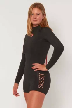 Sisstr Neoprenanzug SUMMER SEAS 2/2 L/S ONE PIECE 2/2 Damen Shorty SBK - Solid Black 2022 -Outlet FCS Store GNSS22LS SBK 3 10 jpg